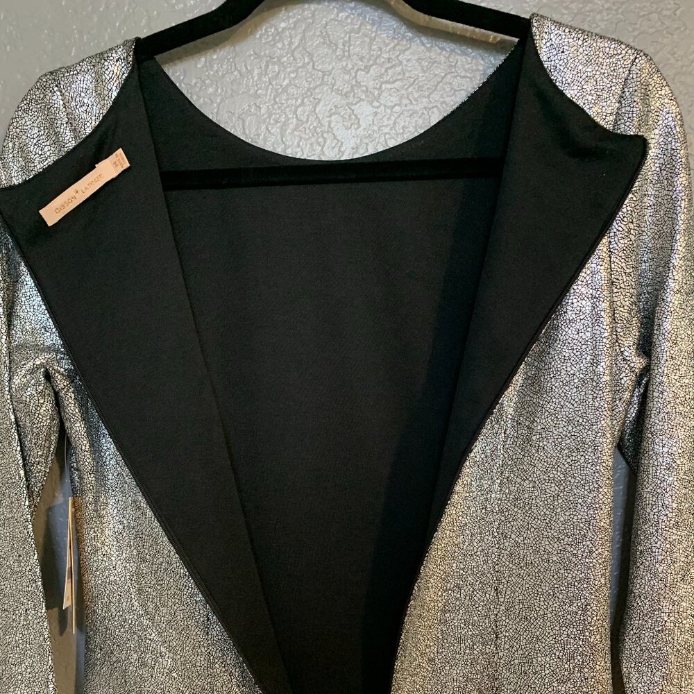 NEW Gibson Latimer  Metallic Silver Dress Crackled Cobweb Pattern Cocktail Party - Picture 5 of 11